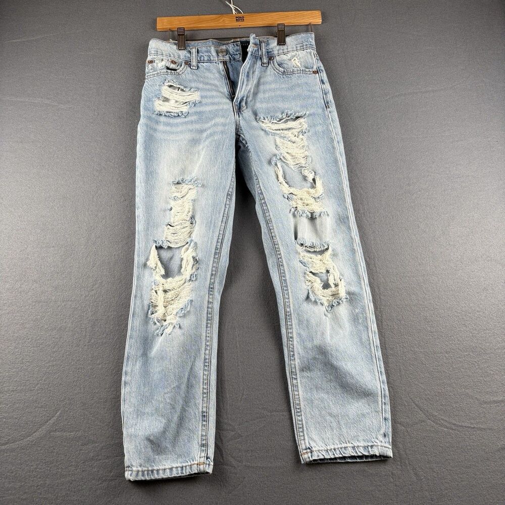 Aeropostale Womens Blue Denim Light Wash Stretch Mom Jeans Size 00R
